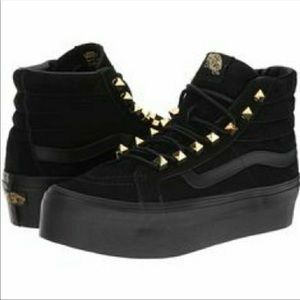 VANS | Stud Eyelets SK8-HI Platform Suede Shoes Sneakers Black 8